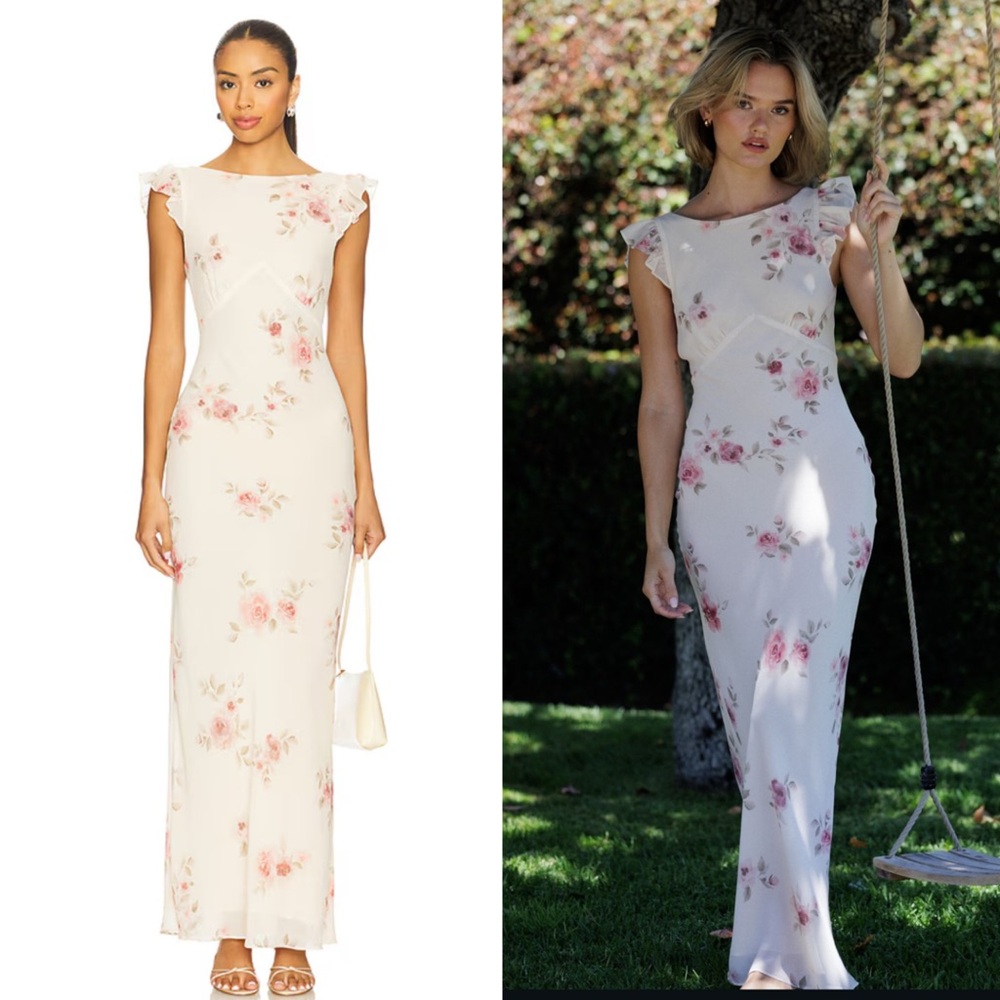 Stone Cold Fox x REVOLVE Cream Maxi Dress with Pink Floral Print